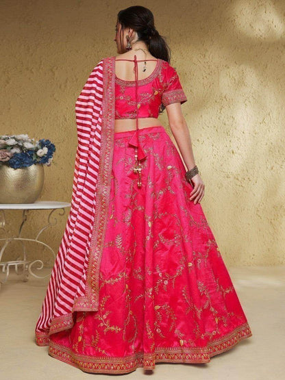 Charming Pink Embroidered Silk Wedding Wear Lehenga Choli - Zeel Clothing