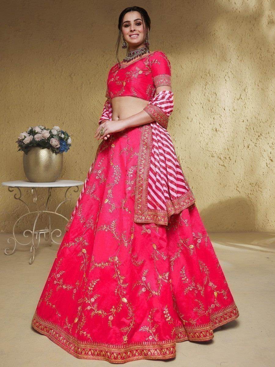Charming Pink Embroidered Silk Wedding Wear Lehenga Choli - Zeel Clothing