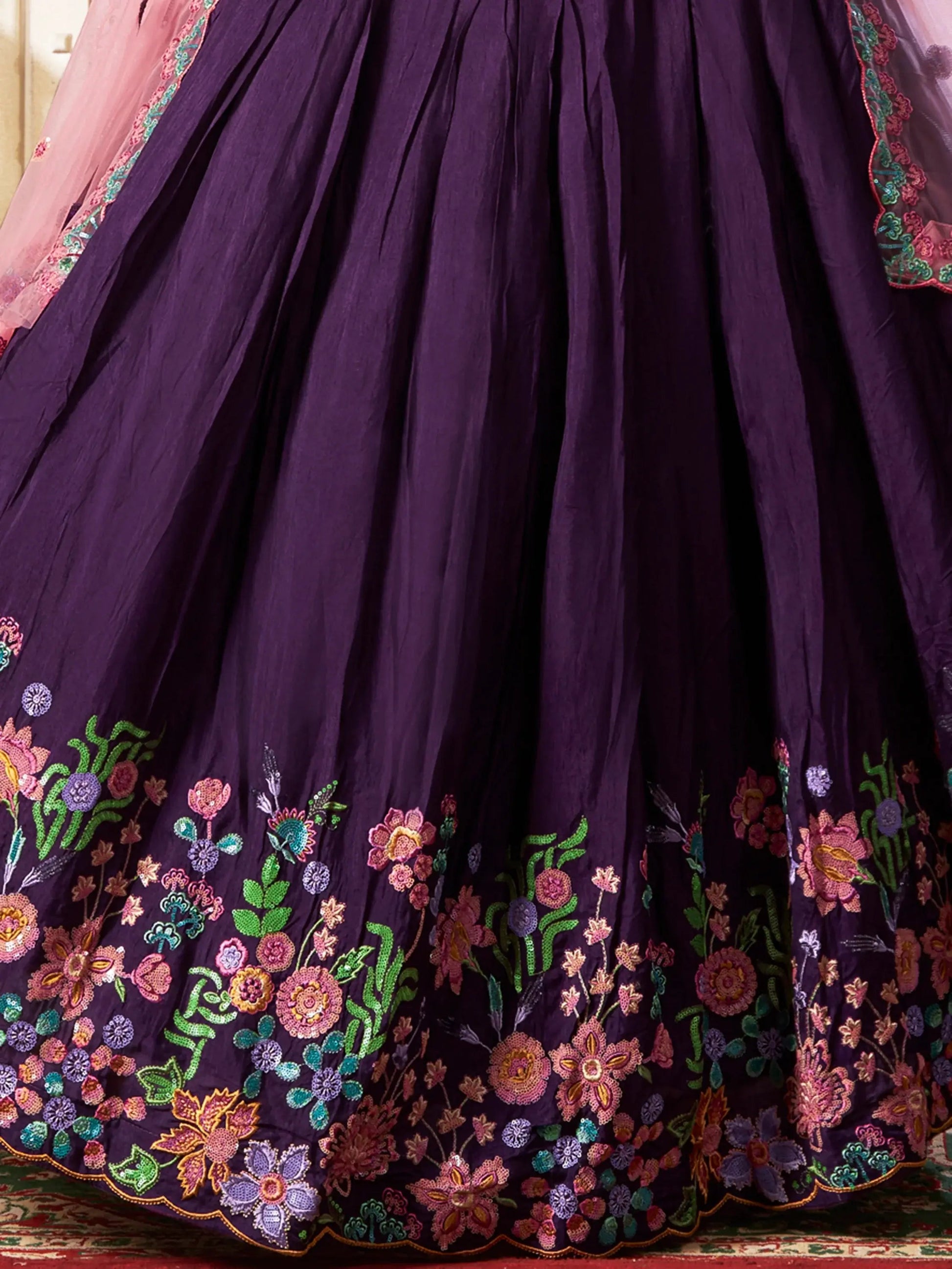 Charming Purple Sequins Silk Sangeet Wear Lehenga Choli - Zeel Clothing