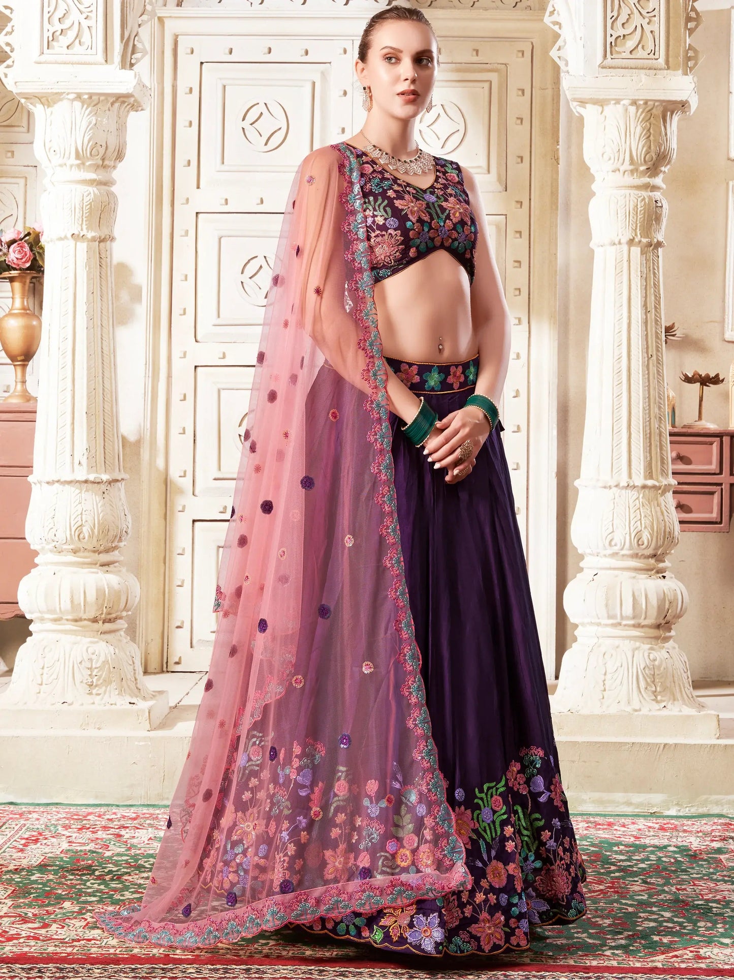 Charming Purple Sequins Silk Sangeet Wear Lehenga Choli - Zeel Clothing