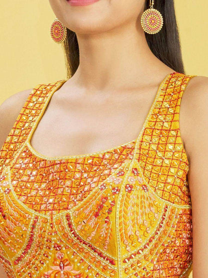Charming Yellow Embroidered Work Chinon Engagement Lehenga Choli - Zeel Clothing