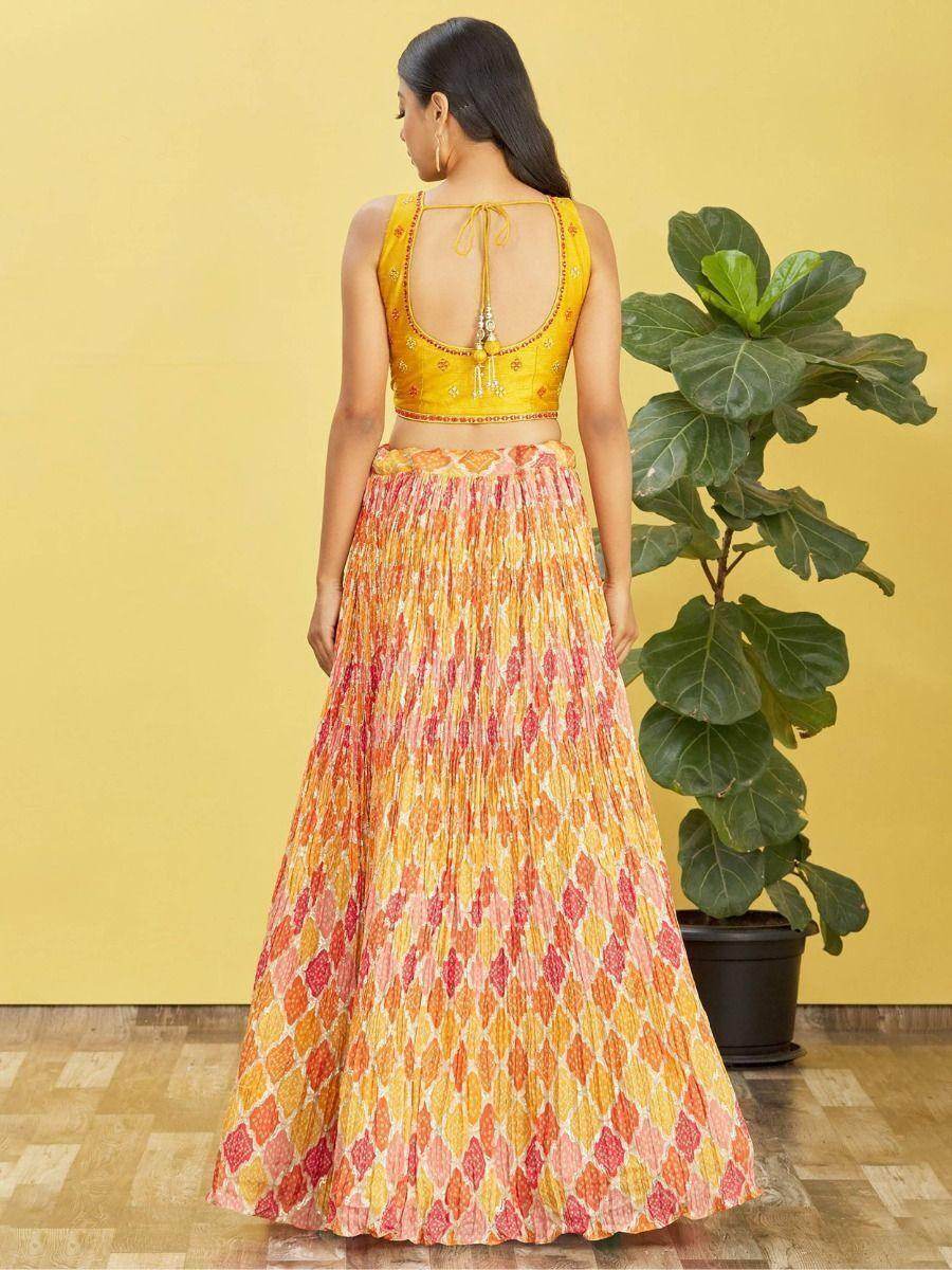 Charming Yellow Embroidered Work Chinon Engagement Lehenga Choli - Zeel Clothing