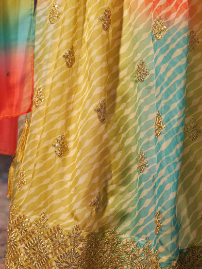 Charming Yellow Printed Organza Haldi Wear Lehenga Choli With Dupatta - Zeel Clothing