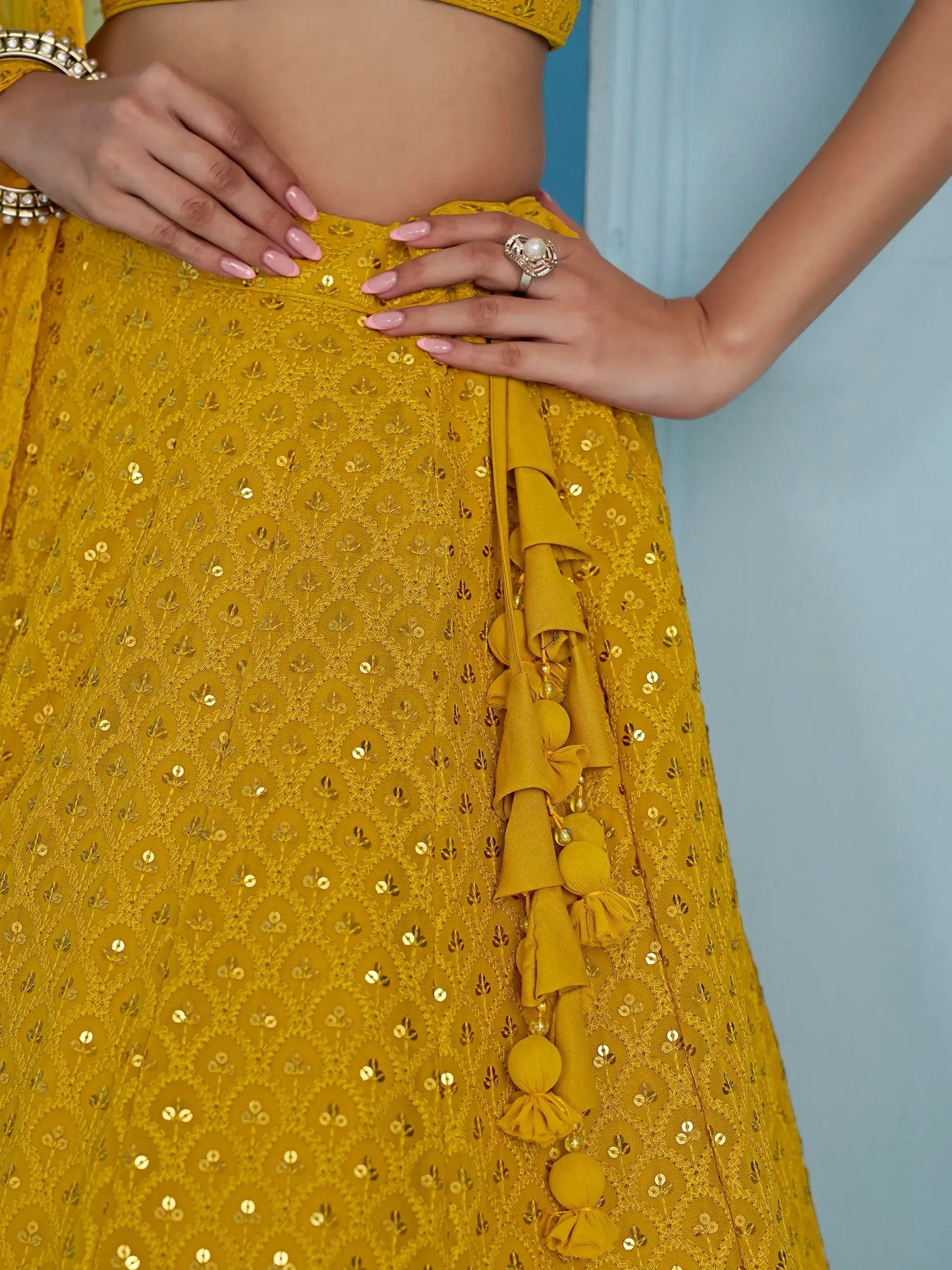 Charming Yellow Thread Work Georgette Festival Wear Lehenga Choli - Zeel Clothing