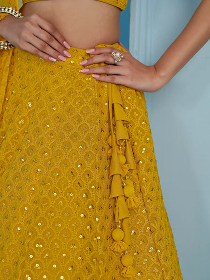 Charming Yellow Thread Work Georgette Festival Wear Lehenga Choli - Zeel Clothing