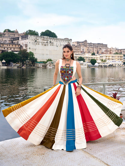 Multi Color Gota Patti Lace Border Rayon Co-ord Set Chaniya Choli