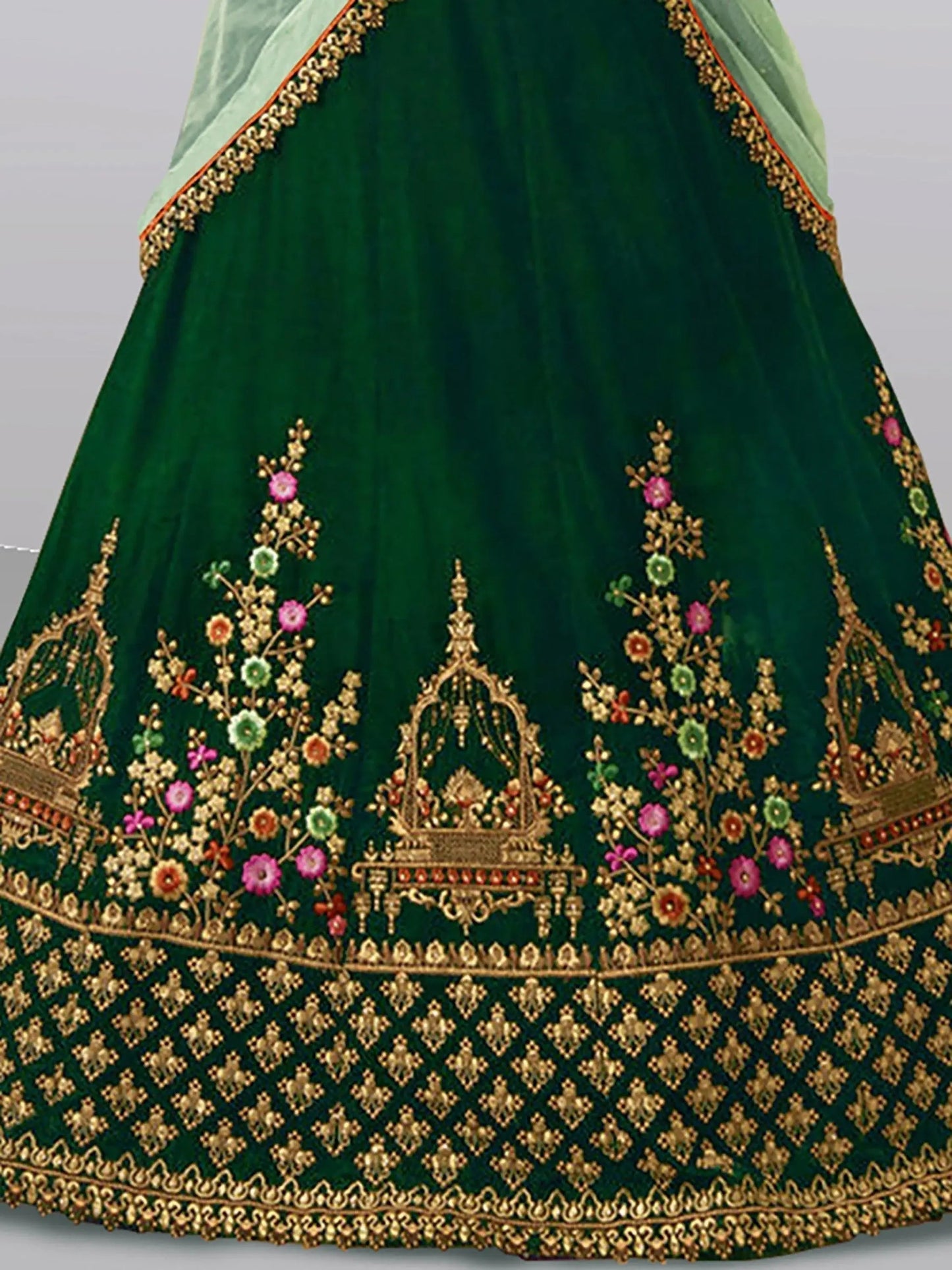 Dazzling Dark Green Colored Party Wear Embroidered Lehenga Choli - Zeel Clothing