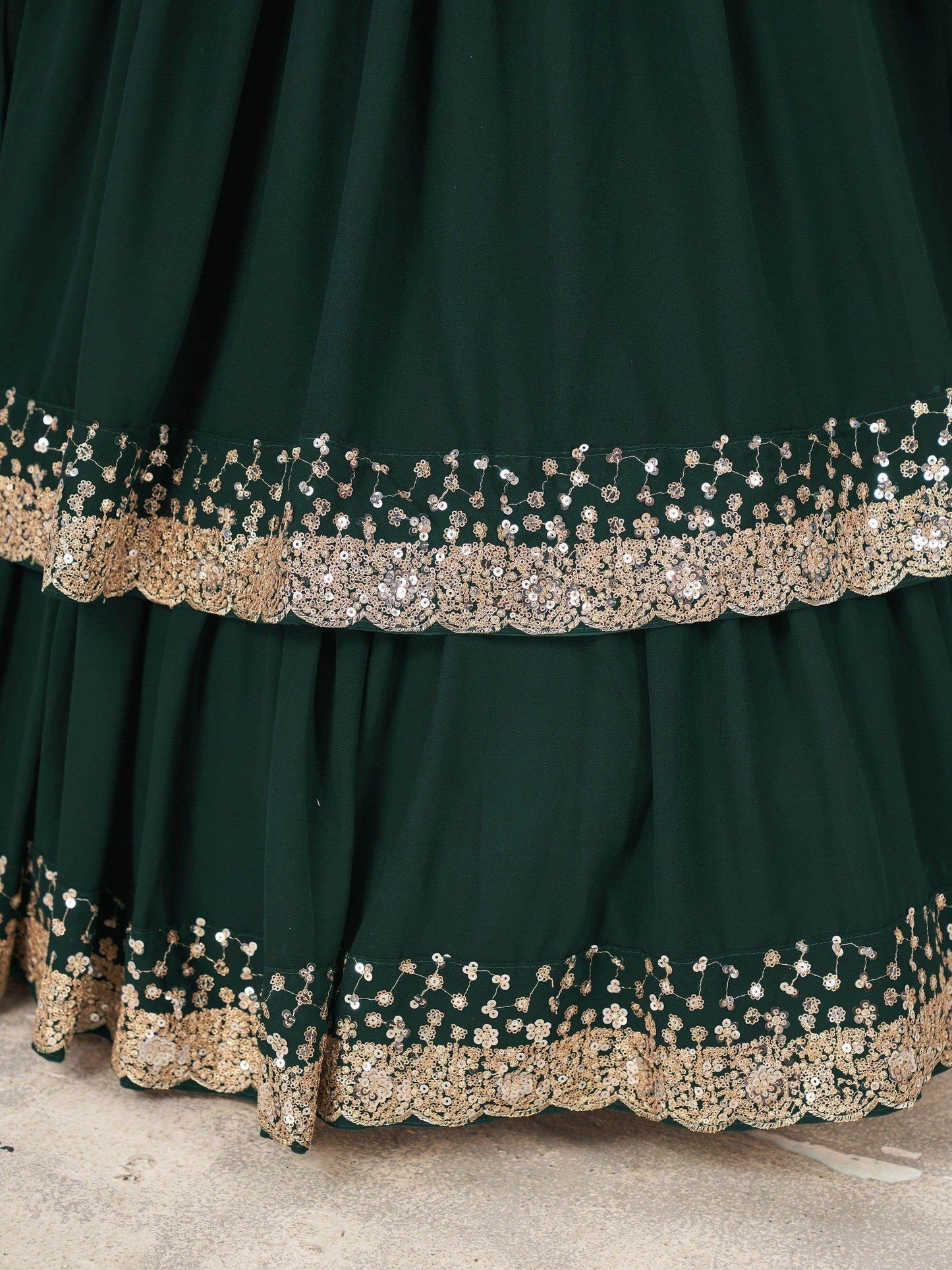 Dazzling Green Sequins Georgette Wedding Wear Lehenga Choli - Zeel Clothing
