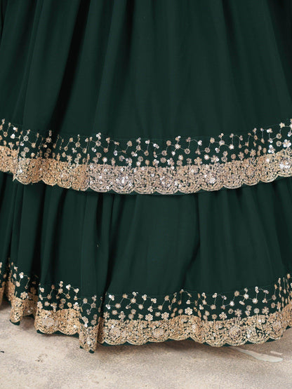 Dazzling Green Sequins Georgette Wedding Wear Lehenga Choli - Zeel Clothing