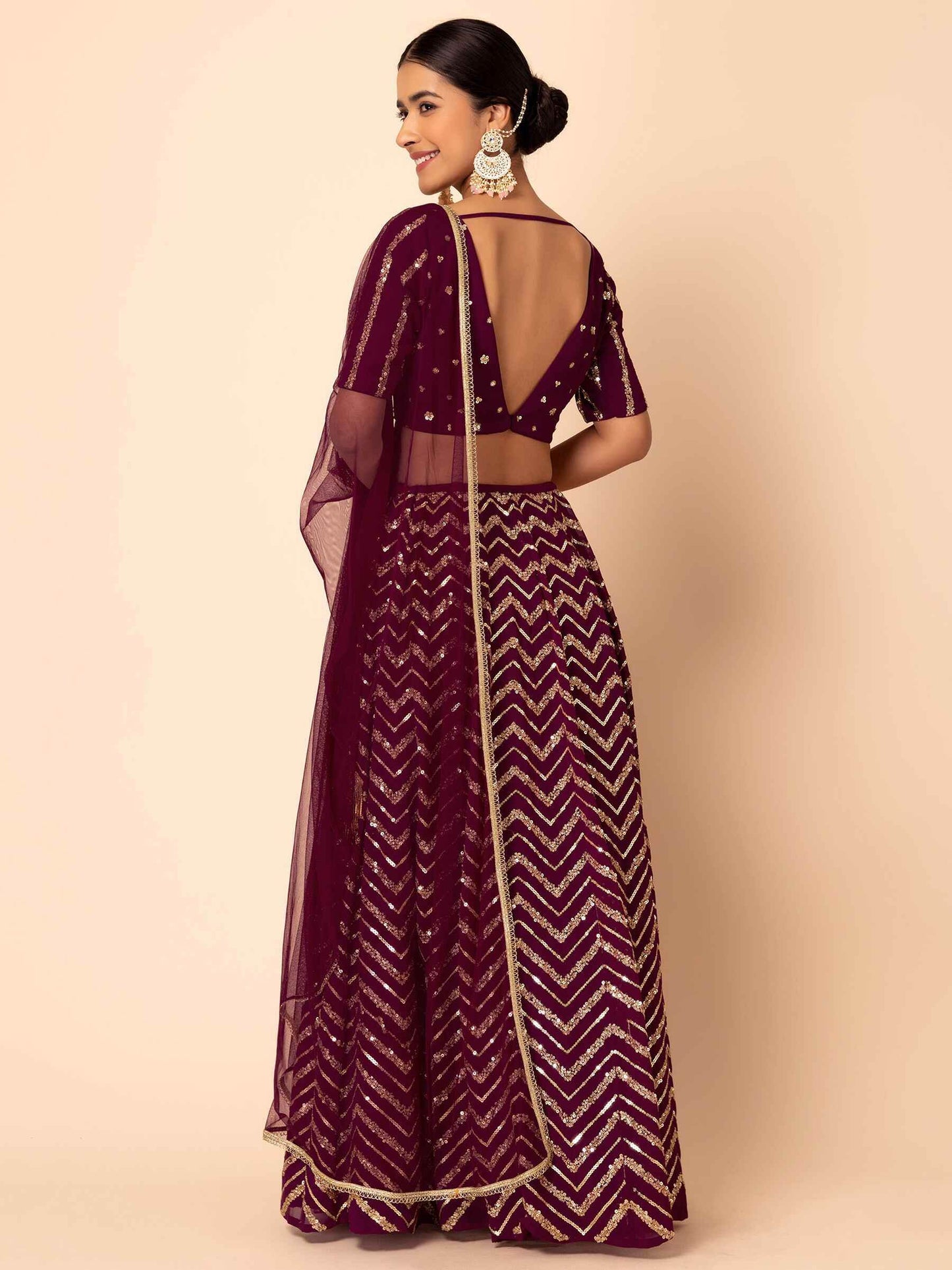Delightful Maroon Zari Embroidered Georgette Wedding Lehenga Choli - Zeel Clothing