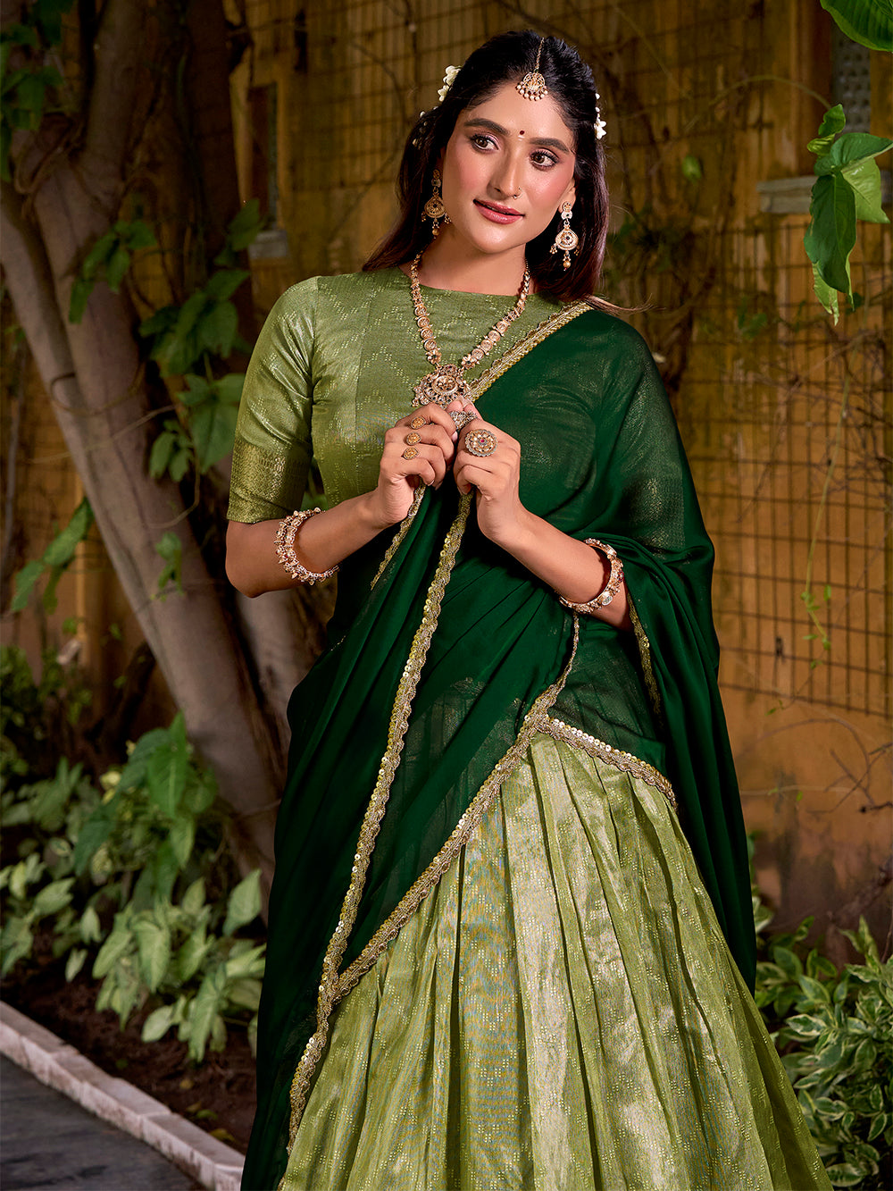 Pista Color Zari Weaving Work Dupion Silk Lehenga Choli