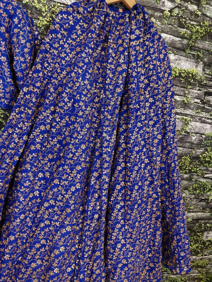 Elegant Blue Colored Designer Heavy Embroidered Raw Silk Lehenga - Zeel Clothing