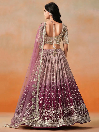 Elegant Maroon Embroidered Georgette Bridesmaids Lehenga Choli - Zeel Clothing