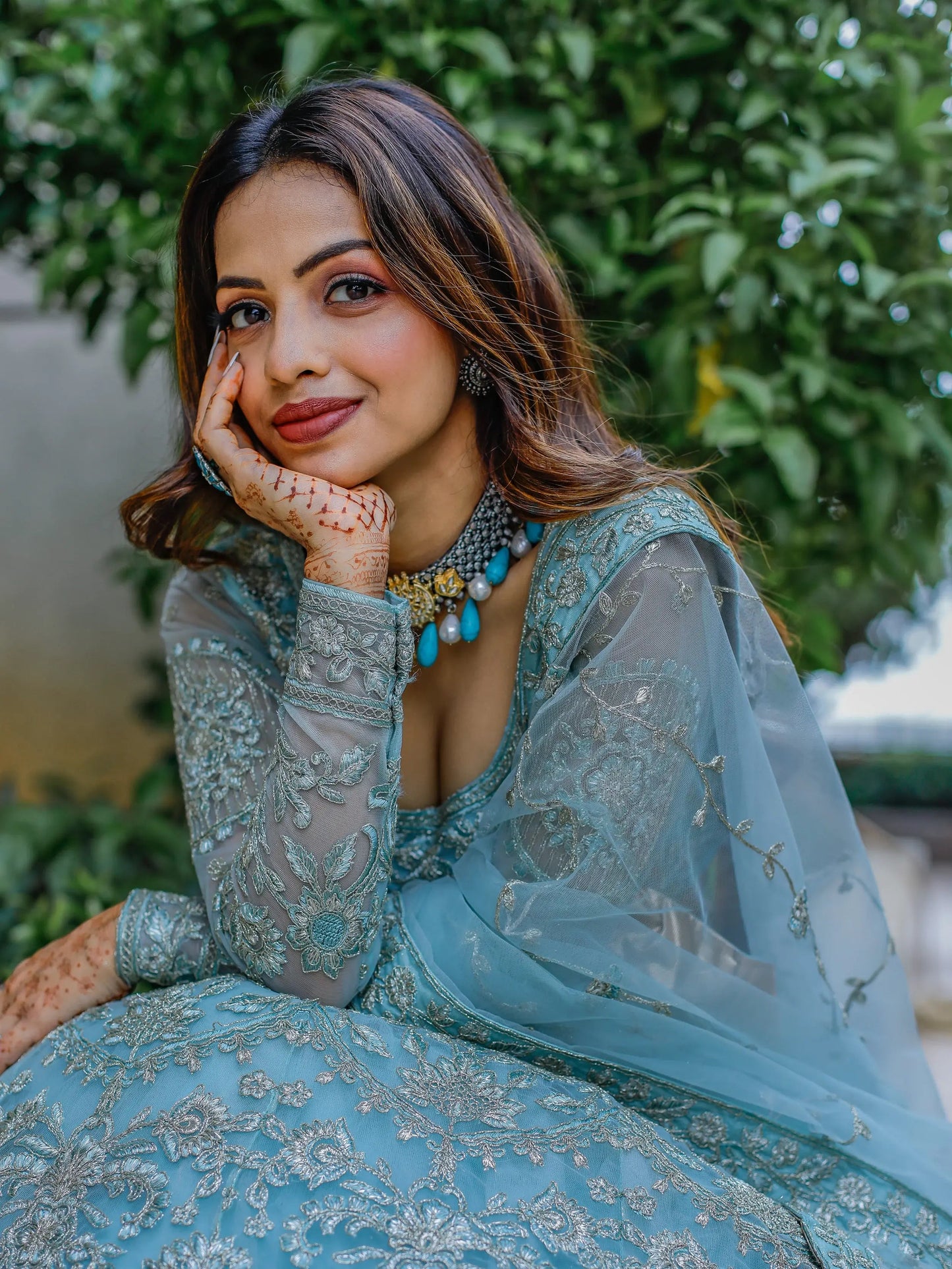 Enchanting Aqua Blue Embroidered Net Bridesmaid Lehenga Choli - Zeel Clothing