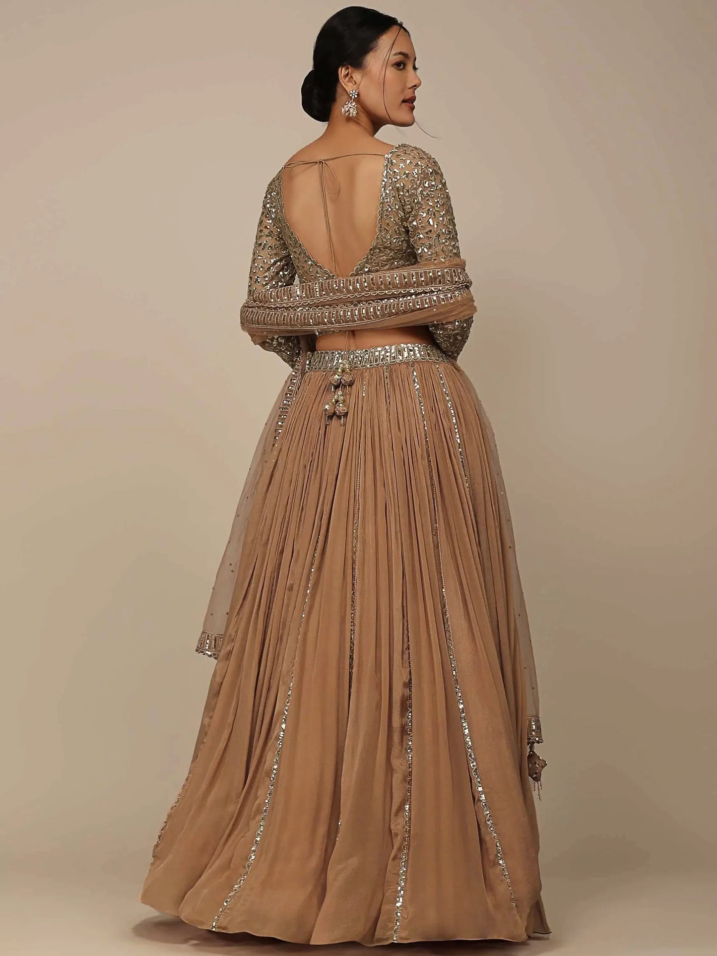 Enchanting Beige Sequins Georgette Engagement Wear Lehenga Choli - Zeel Clothing