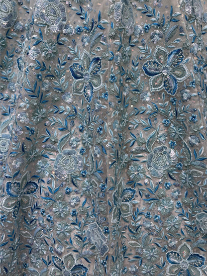 Enchanting Blue Multi Thread Work Net Bridesmaid Lehenga Choli With Dupatta - Zeel Clothing