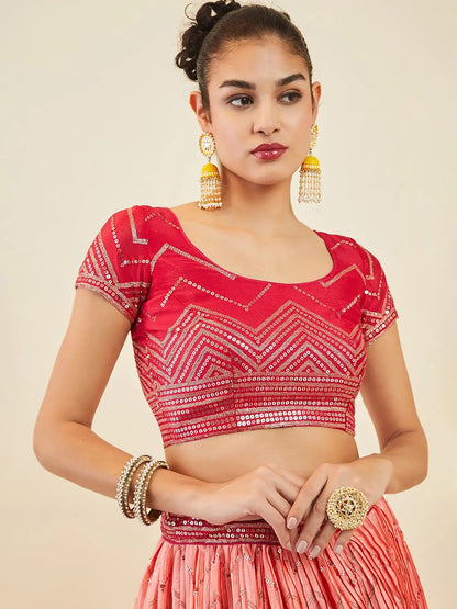 Enchanting Pink Sequins Art Silk Festival Wear Lehenga Choli - Zeel Clothing