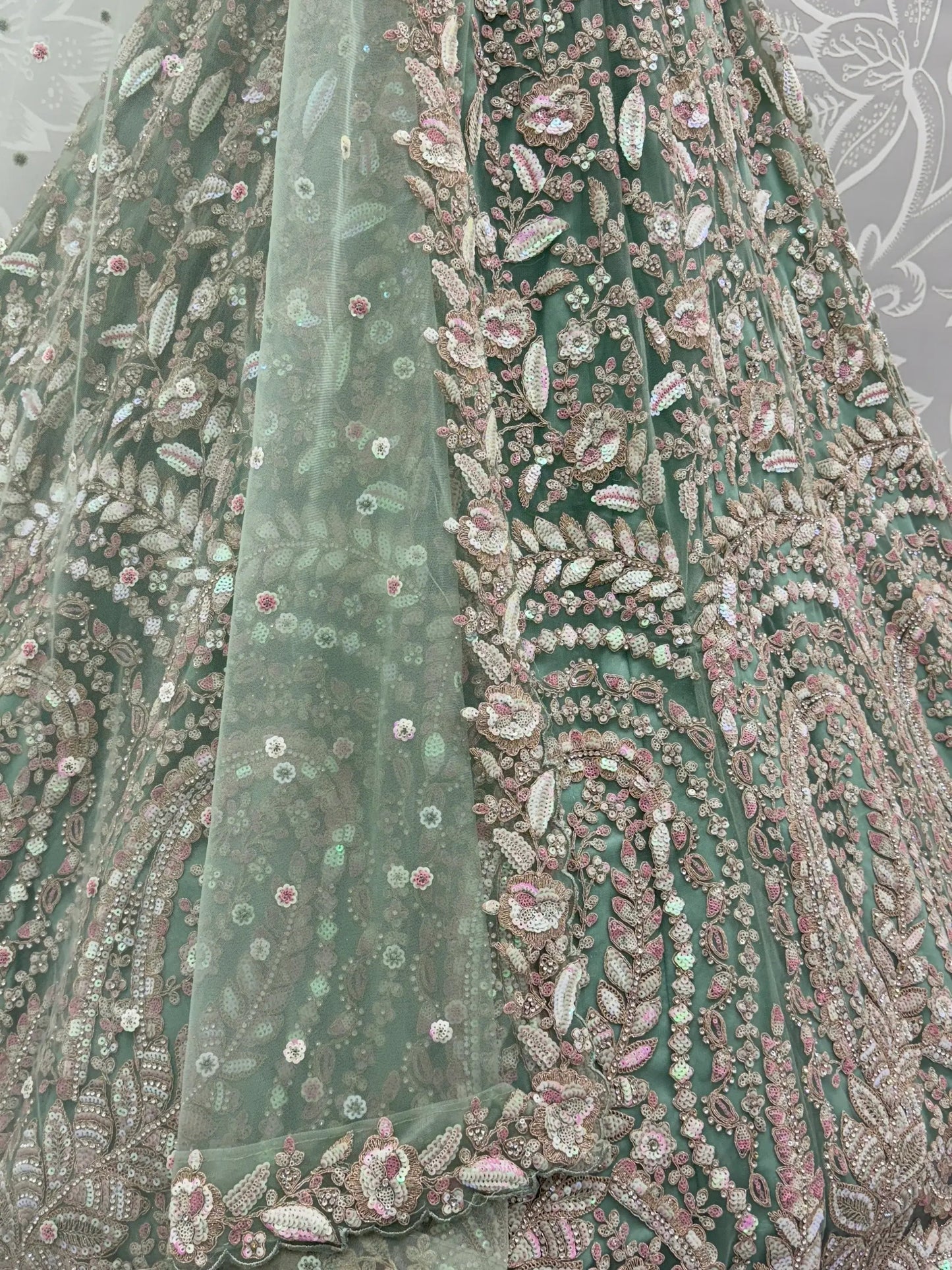 Enchanting Pista Green Sequins Net Reception Wear Lehenga Choli With Dupatta - Zeel Clothing