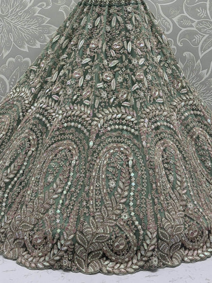 Enchanting Pista Green Sequins Net Reception Wear Lehenga Choli With Dupatta - Zeel Clothing