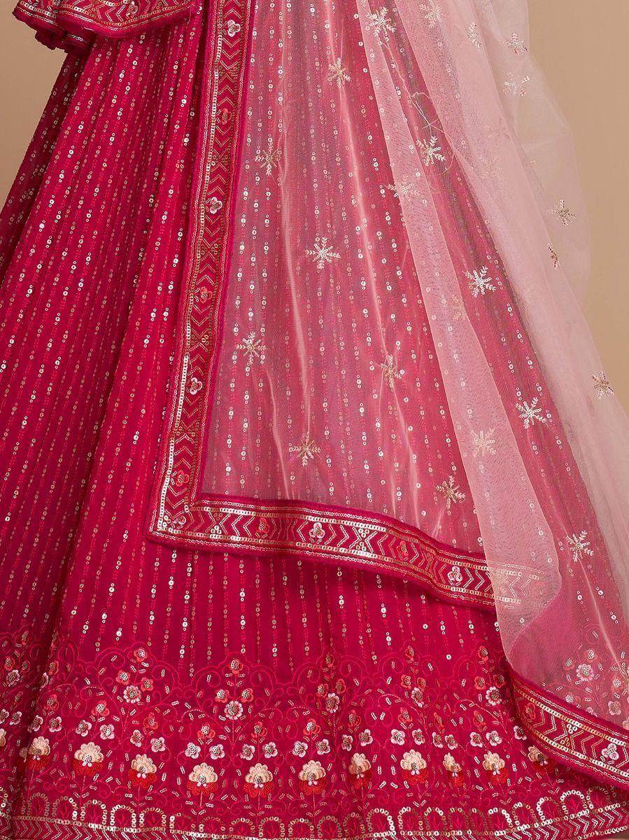 Enchanting Rani Pink Embroidery Georgette Wedding Lehenga Choli - Zeel Clothing