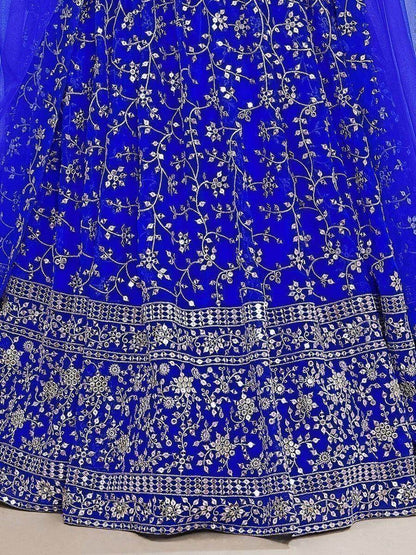Enticing Blue Embroidered Georgette Designer Lehenga Choli - Zeel Clothing