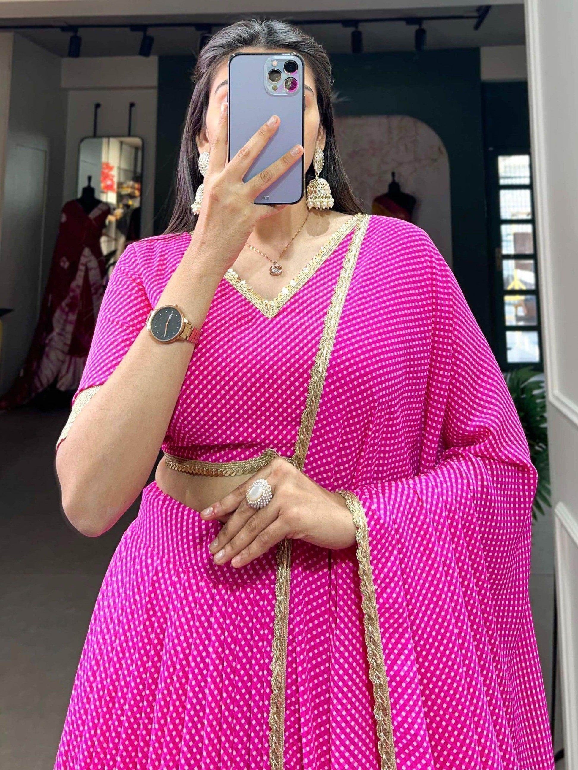 Enticing Pink Digital Printed Georgette Lehenga Choli With Dupatta - Zeel Clothing