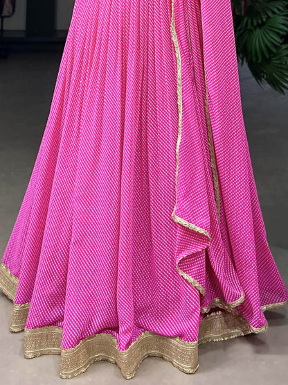 Enticing Pink Digital Printed Georgette Lehenga Choli With Dupatta - Zeel Clothing