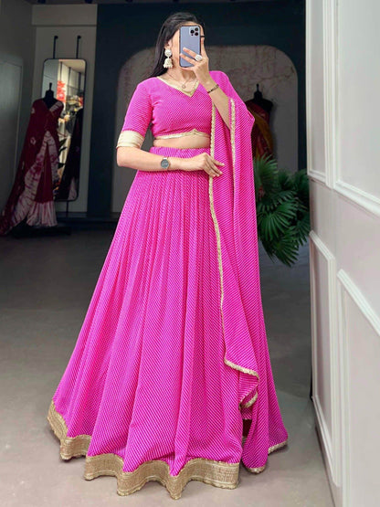 Enticing Pink Digital Printed Georgette Lehenga Choli With Dupatta - Zeel Clothing