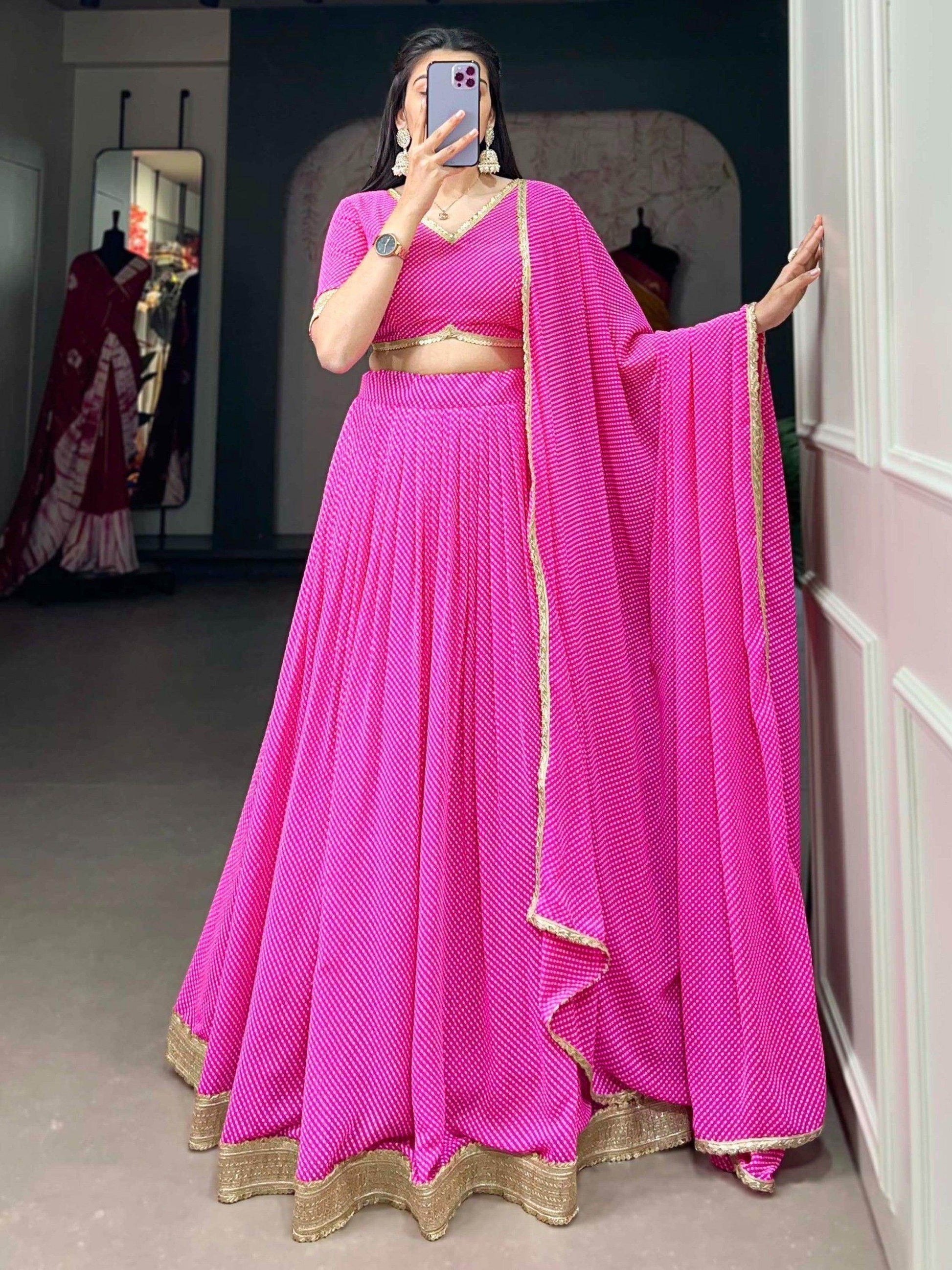 Enticing Pink Digital Printed Georgette Lehenga Choli With Dupatta - Zeel Clothing