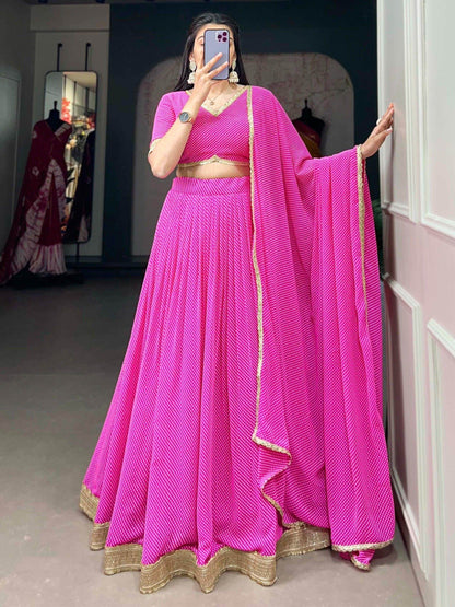Enticing Pink Digital Printed Georgette Lehenga Choli With Dupatta - Zeel Clothing