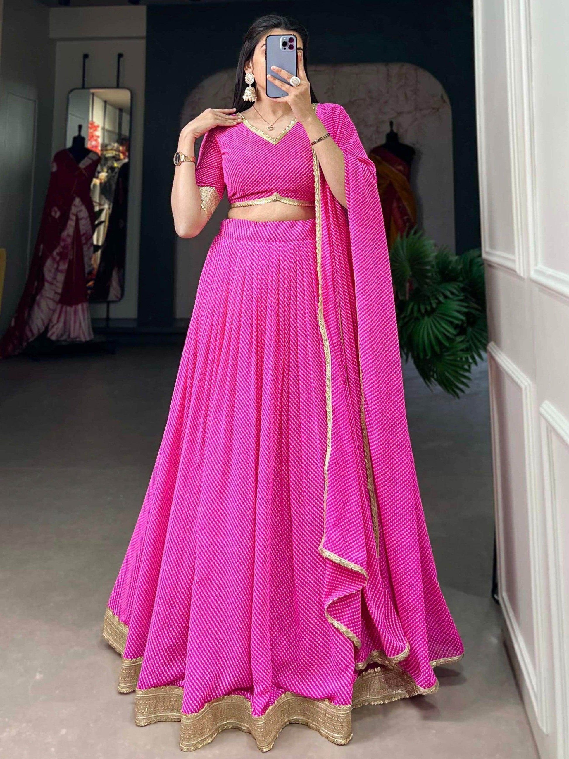 Enticing Pink Digital Printed Georgette Lehenga Choli With Dupatta - Zeel Clothing