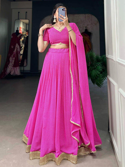 Enticing Pink Digital Printed Georgette Lehenga Choli With Dupatta - Zeel Clothing
