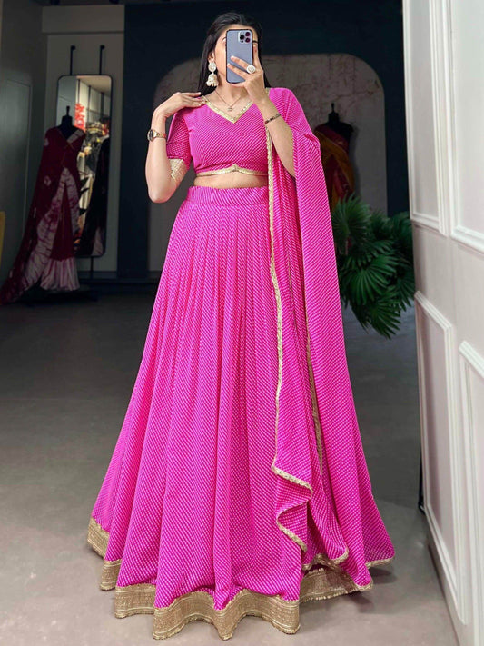 Enticing Pink Digital Printed Georgette Lehenga Choli With Dupatta - Zeel Clothing