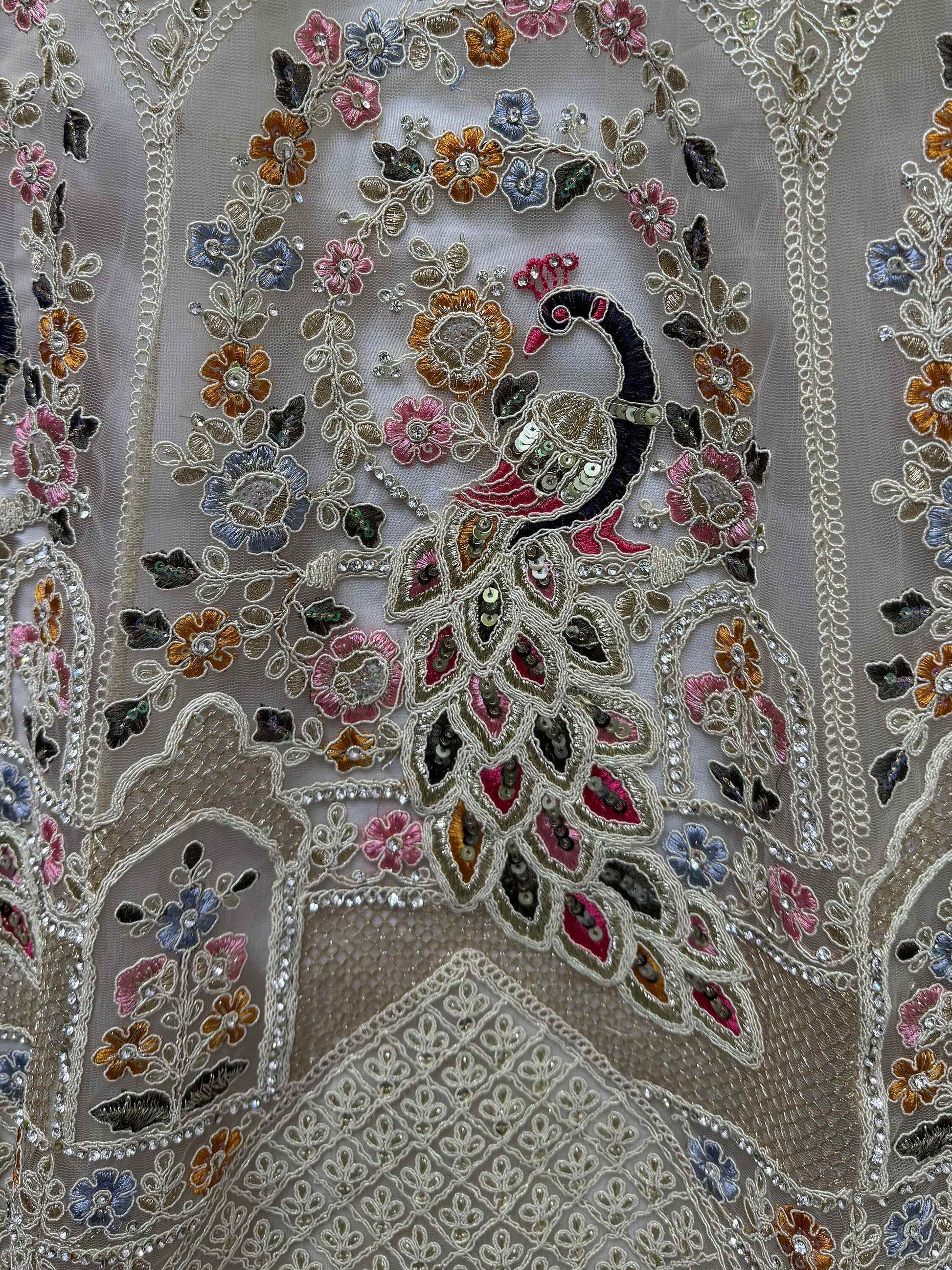 Excellent Off-White Lace Work Net Bridesmaid Lehenga Choli - Zeel Clothing