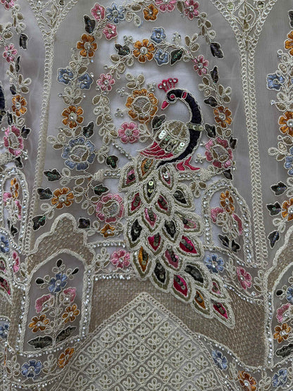 Excellent Off-White Lace Work Net Bridesmaid Lehenga Choli - Zeel Clothing