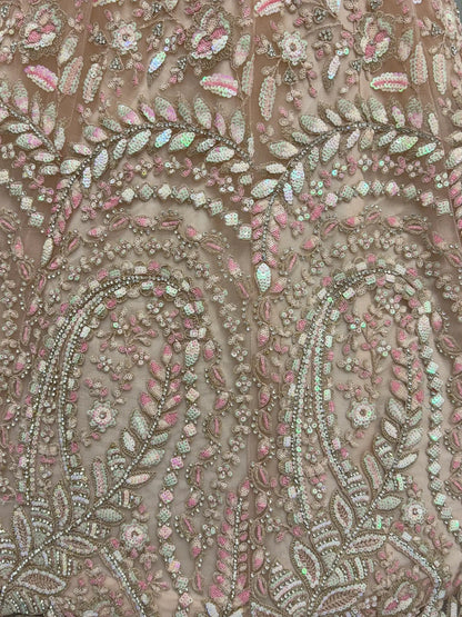Excellent Peach Zircon Work Net Wedding Wear Lehenga Choli With Dupatta - Zeel Clothing