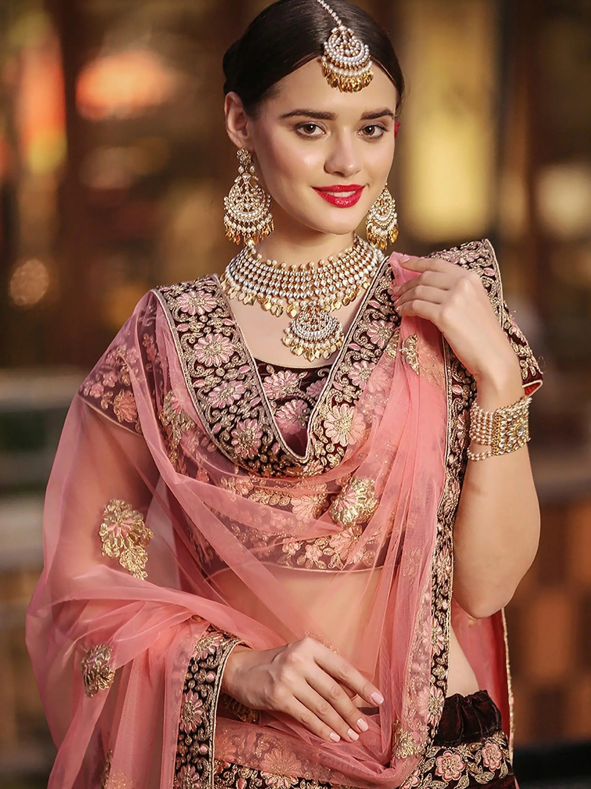 Exceptional Maroon Colored Wedding Wear Embroidered Lehenga Choli - Zeel Clothing