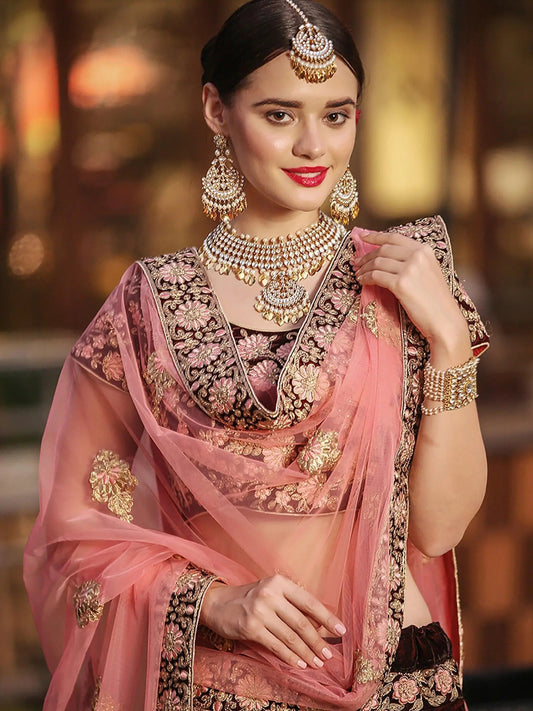 Exceptional Maroon Colored Wedding Wear Embroidered Lehenga Choli - Zeel Clothing