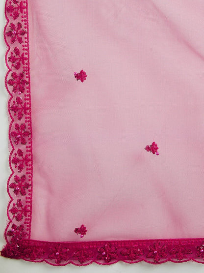 Exquisite Pink Sequins Net Sangeet Wear Lehenga Choli With Dupatta - Zeel Clothing