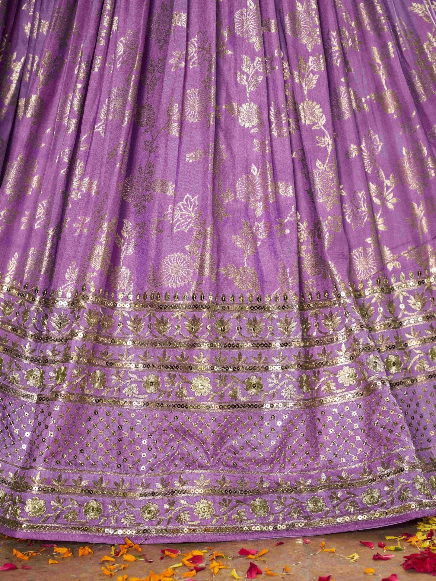 Eye Catching Lavender Silk Floral Zari Designer Lehenga Choli - Zeel Clothing