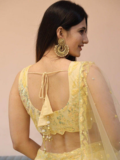 Fabulous Beige Sequins Net Reception Wear Lehenga Choli With Dupatta - Zeel Clothing