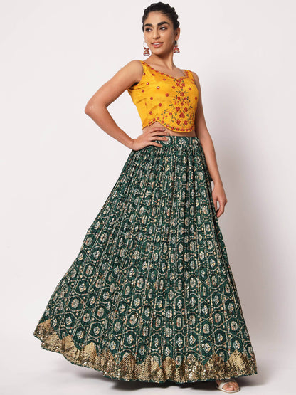 Fabulous Green Fancy Digital Printed Art Silk Lehenga Choli - Zeel Clothing