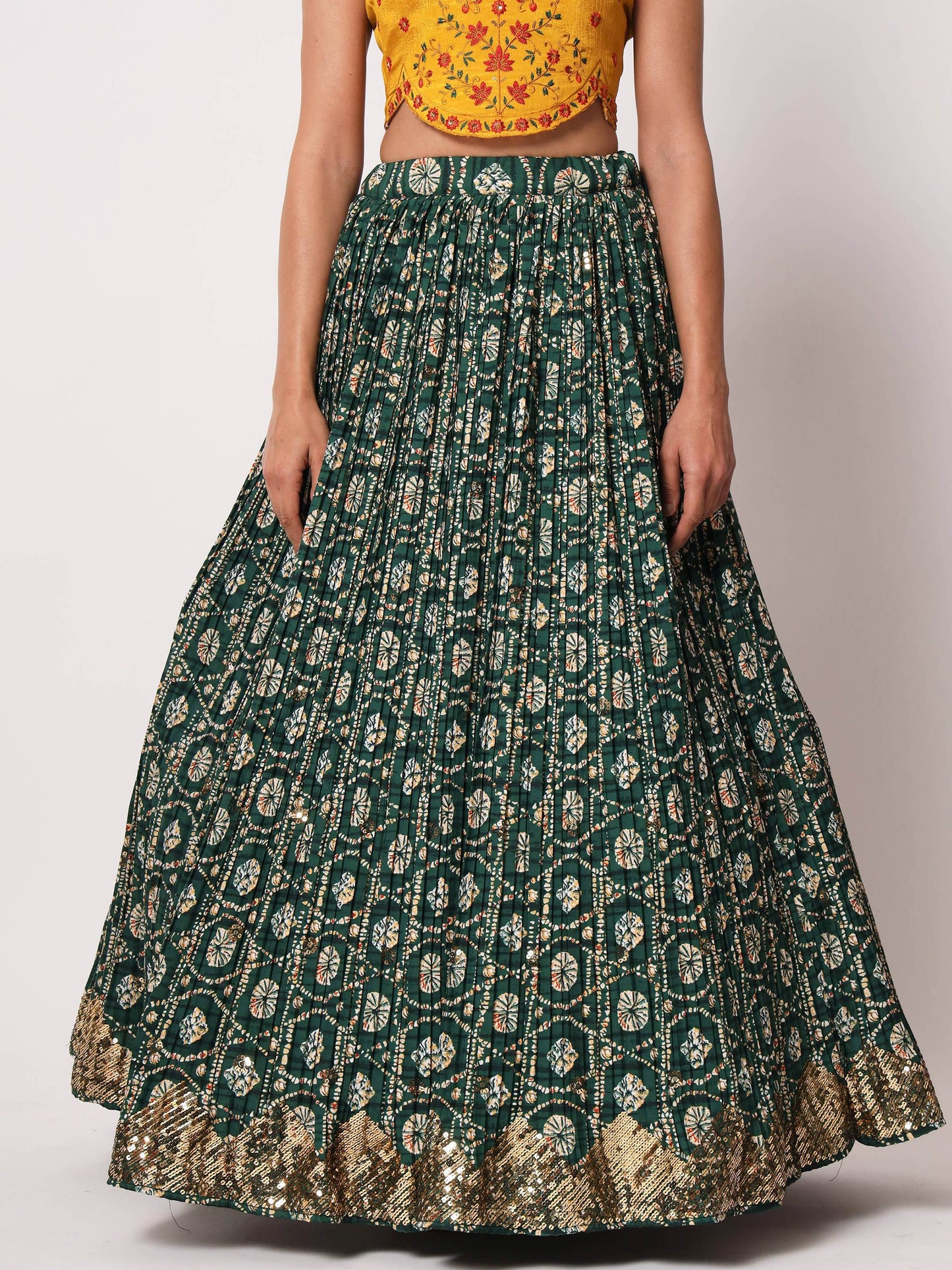 Fabulous Green Fancy Digital Printed Art Silk Lehenga Choli - Zeel Clothing