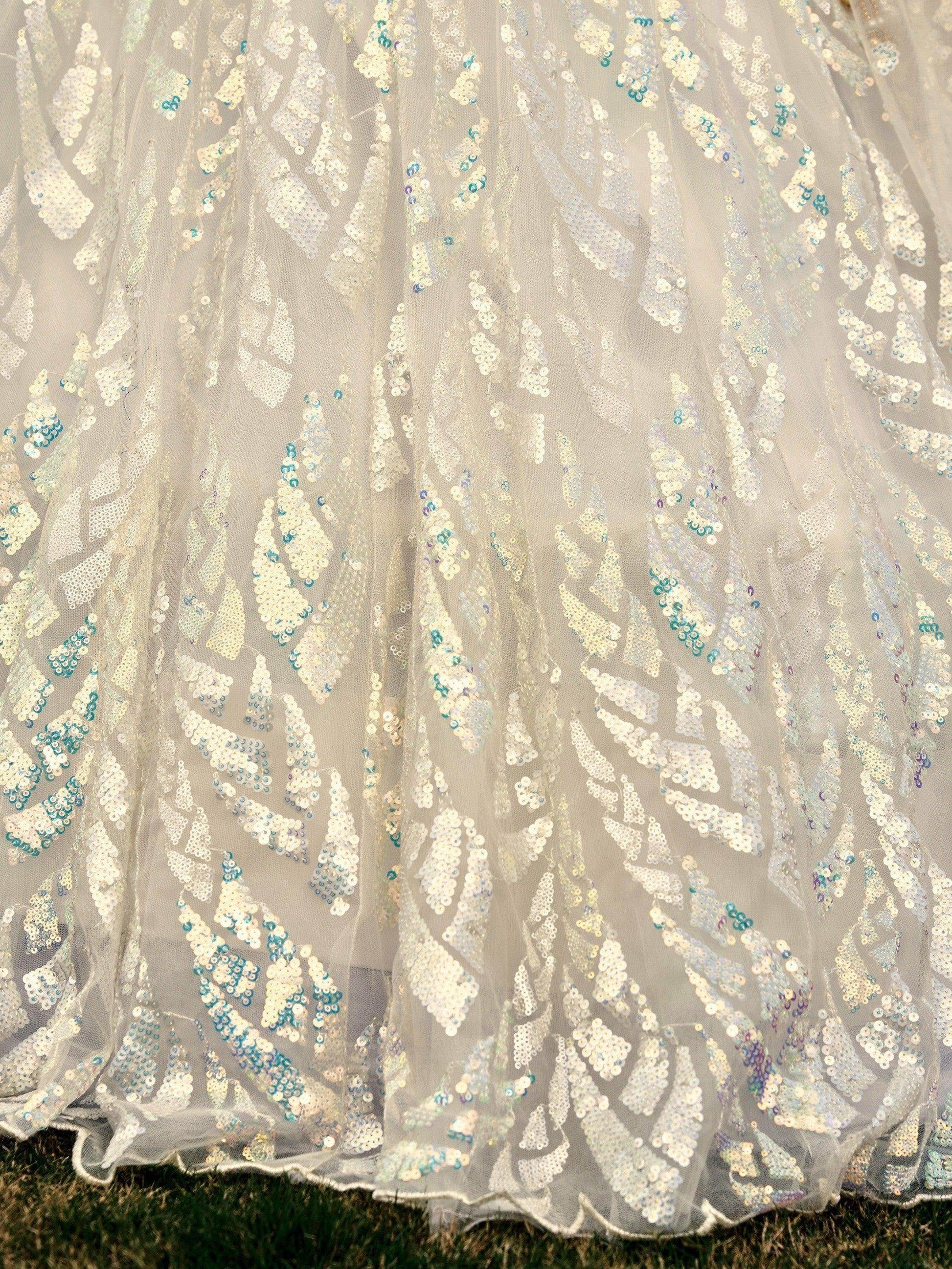 Fabulous Off-White Sequins Net Traditional Lehenga Choli With Dupatta - Zeel Clothing
