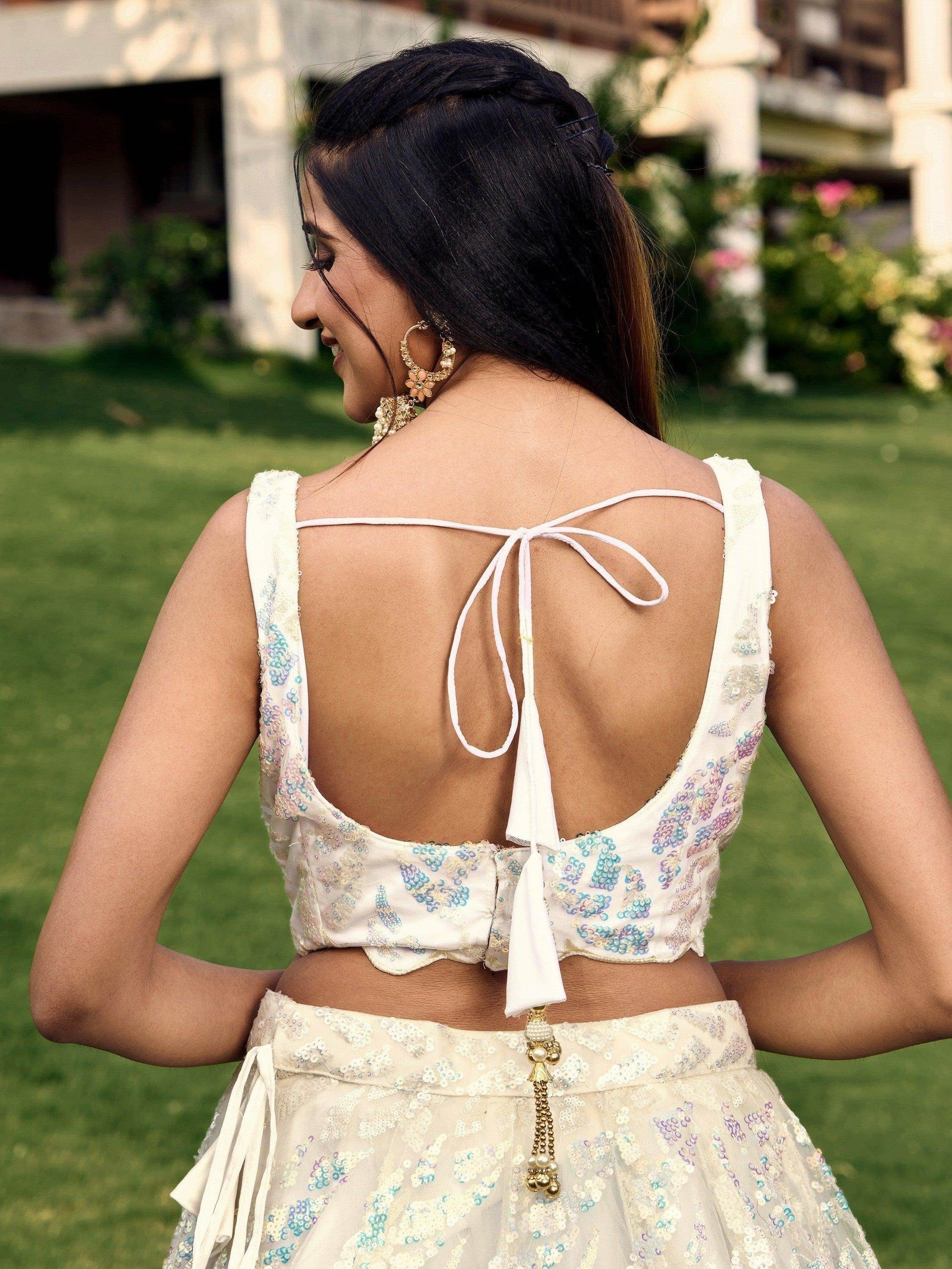 Fabulous Off-White Sequins Net Traditional Lehenga Choli With Dupatta - Zeel Clothing