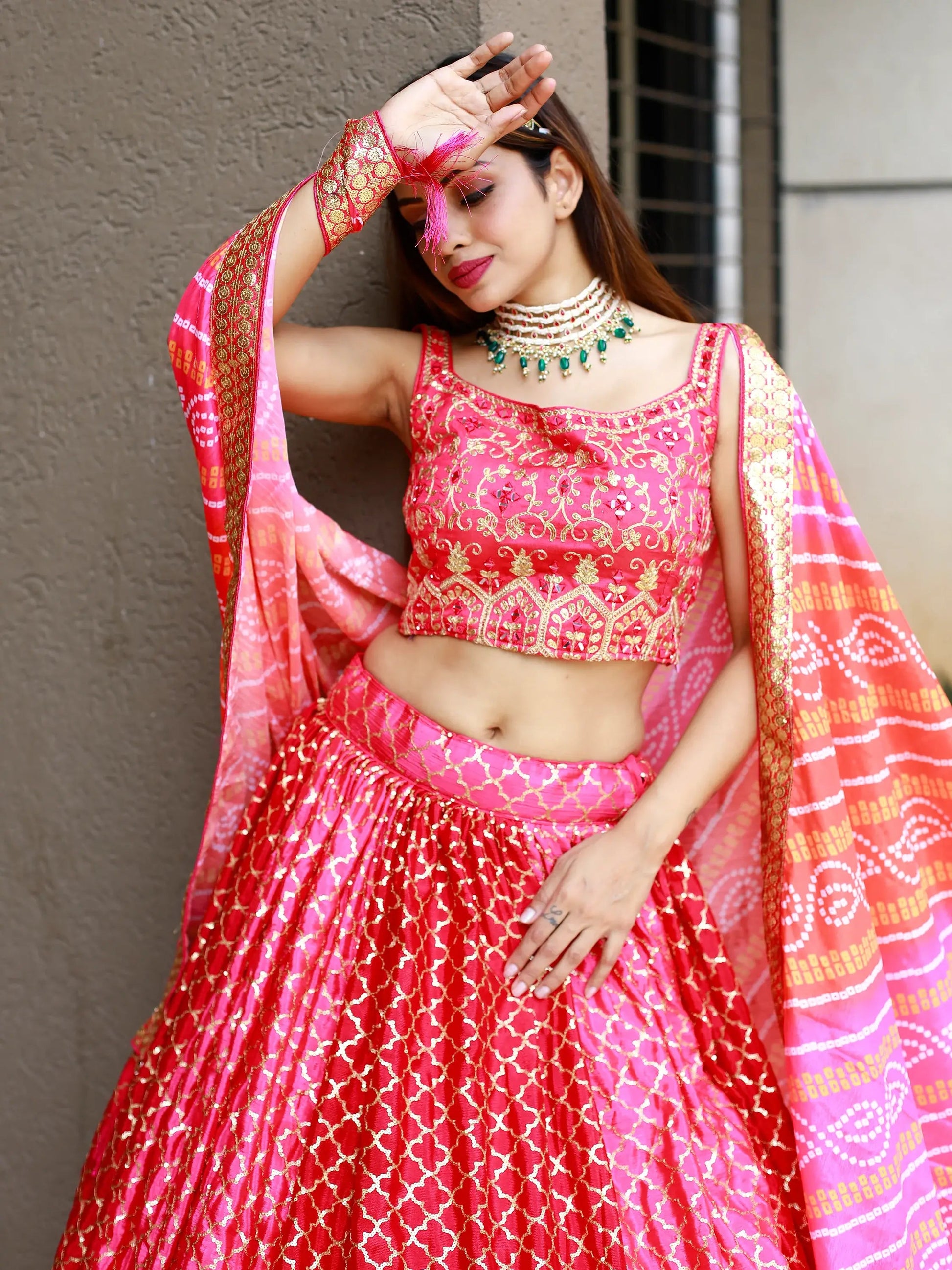 Fabulous Pink Embroidery Chinon Wedding Lehenga Choli With Dupatta - Zeel Clothing