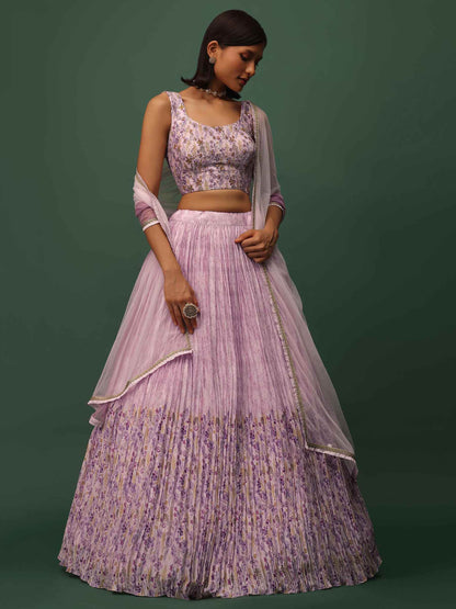 Fabulous Pink Floral Printed Georgette Event Wear Lehenga Choli - Zeel Clothing
