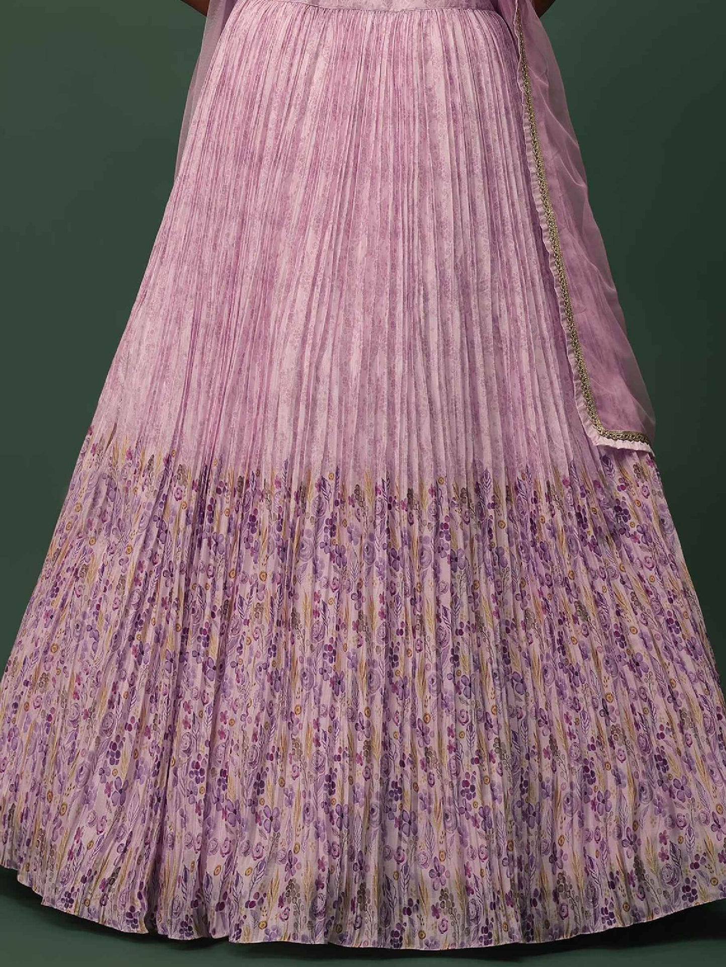 Fabulous Pink Floral Printed Georgette Event Wear Lehenga Choli - Zeel Clothing