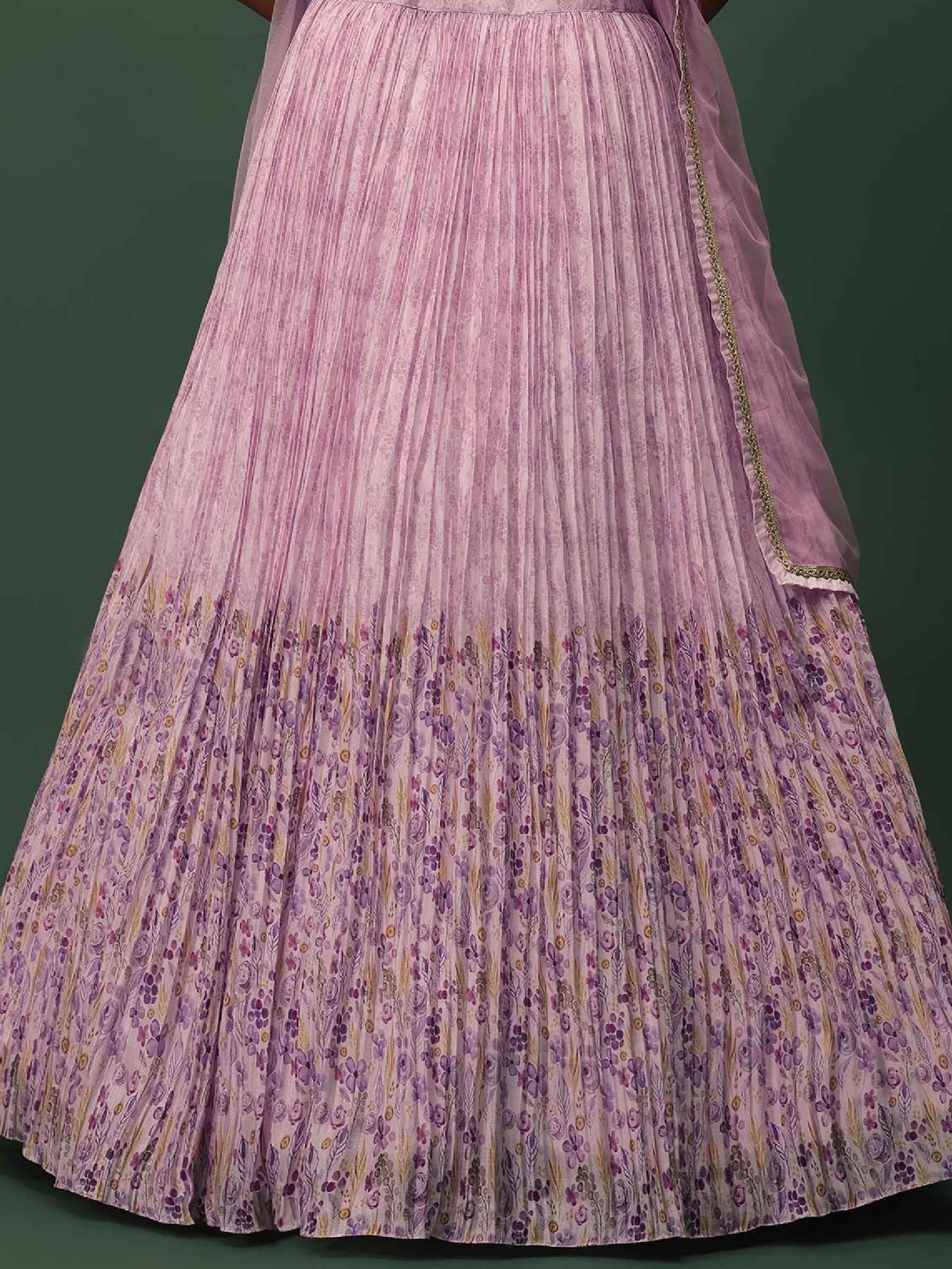 Fabulous Pink Floral Printed Georgette Event Wear Lehenga Choli - Zeel Clothing