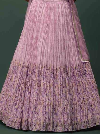 Fabulous Pink Floral Printed Georgette Event Wear Lehenga Choli - Zeel Clothing